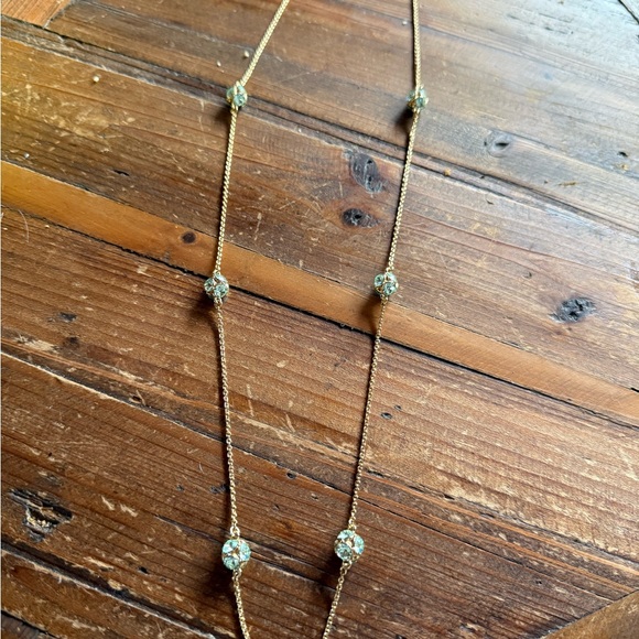 kate spade Jewelry - NWOT Kate Spade "LADY MARMALADE" Long Station Necklace Green rhinestone